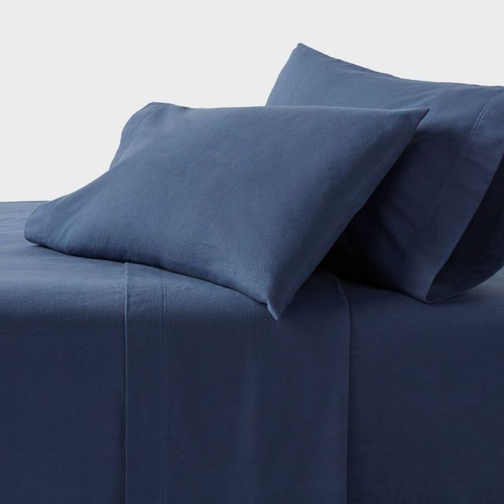 Twin/Twin XL Ultra Soft Flannel Sheet Set Navy - Threshold